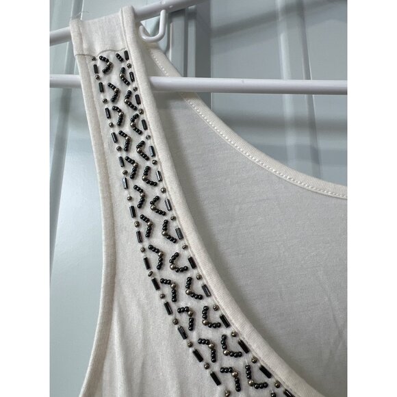 Relativity Tank Top Size Large Beaded Scoop Neck Sleeveless Embellished White - Picture 4 of 7
